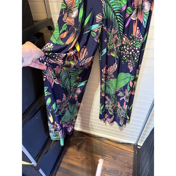 Beach Break Strapless Tropical Print Wide Leg Jumpsuit & Bolero Sweater Size XL - Picture 6 of 14